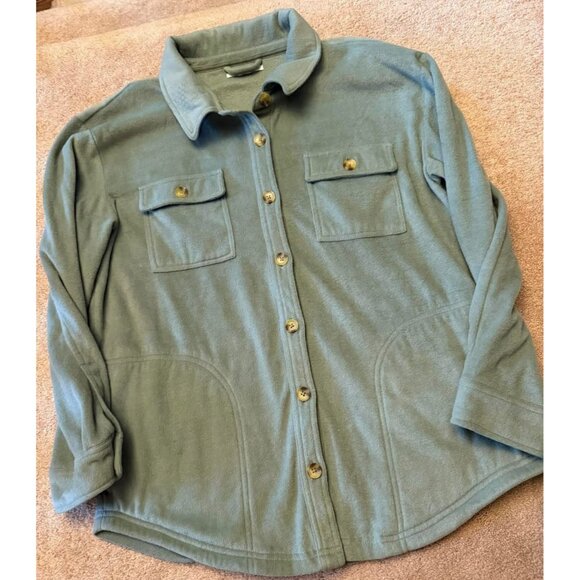 O'NEILL Fleece Button Front Shirt Sz M Mint Sage Green Button Up Shacket - Picture 1 of 2